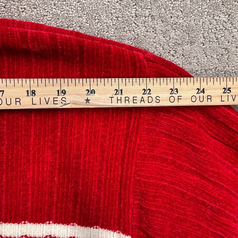 Southpole Sweater Men Large Red Gray White Stripe Chenille Pullover Buckeye‎